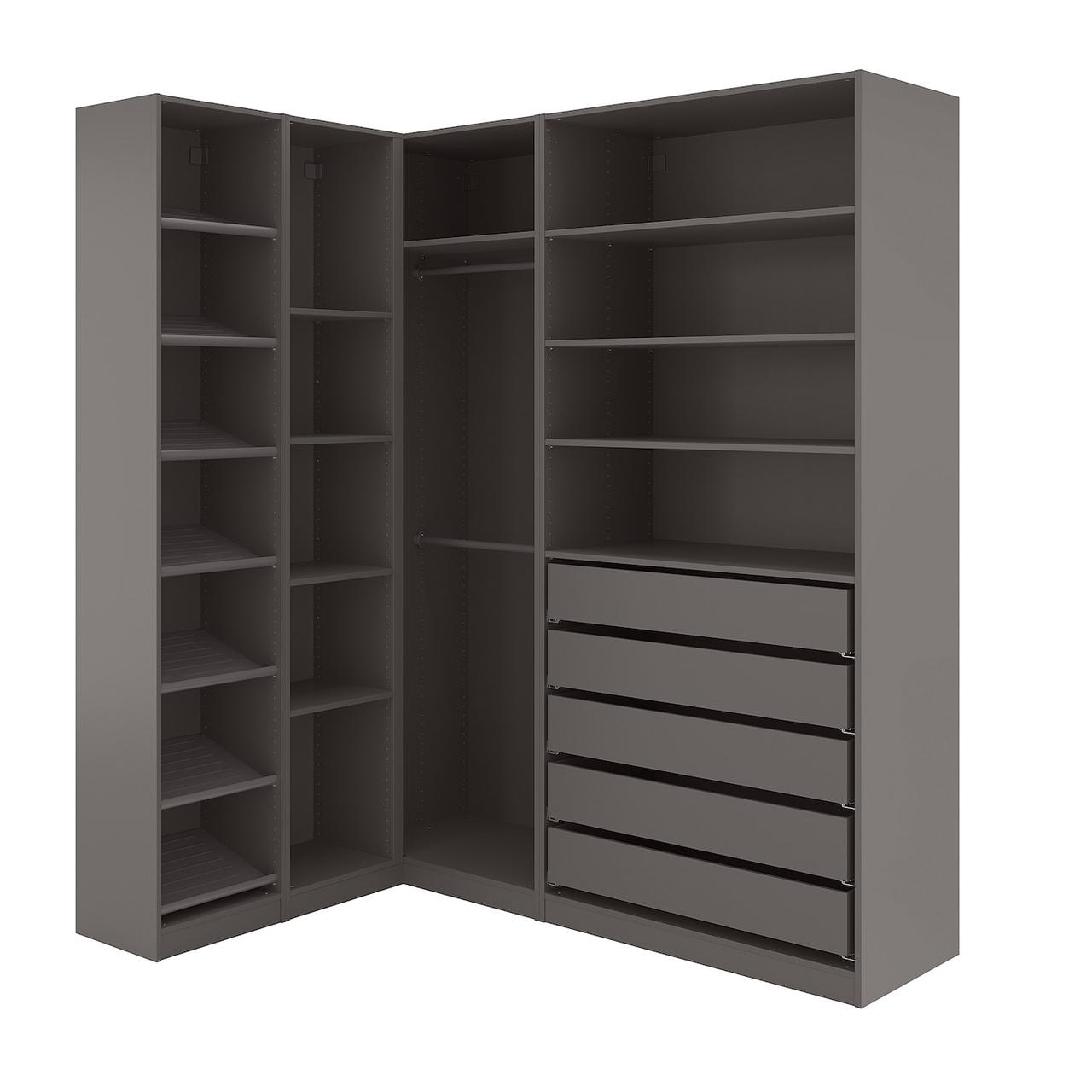 PAX Шафа кутова темно-сіра 160/188х236 см IKEA 894.321.66