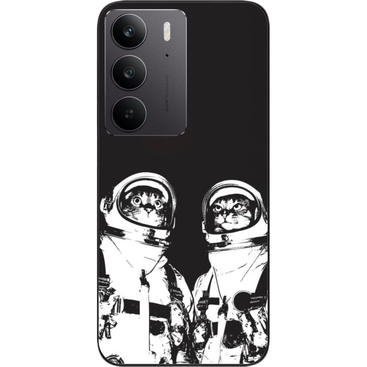 Силіконовий чохол бампер Epik для Realme C75 4G з картинкою Космонавти коти, фото 1