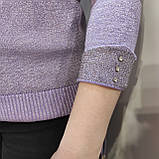 Светр жіночий люрекс рукав 7/8 теплий 44/46 фіолетовий, фото 4