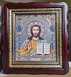 Ікони вінчальні Спаситель, П.Б.Казанська у темному дерев'яному кіоті під склом, розмір кіота 26*23, сюжет 15*18., фото 6