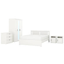 SONGESAND Комплект меблів для спальні 5 предметів, білий, 160х200 см IKEA 594.833.98