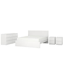 MALM Комплект меблів для спальні 4 предмети, білий, 140х200 см IKEA 394.882.26