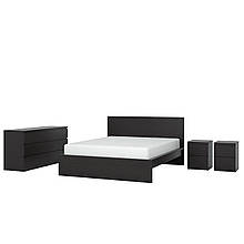 MALM Комплект меблів для спальні 4 предмета, чорно-коричневий, 160х200 см IKEA 194.834.04