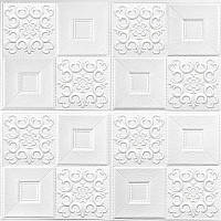 Самоклеюча 3D панель декоративна настінно-стельова біла фігури 700х700х3.5мм