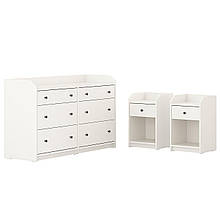 HAUGA Комплект меблів для спальні 3 предмети, білий IKEA 094.833.86