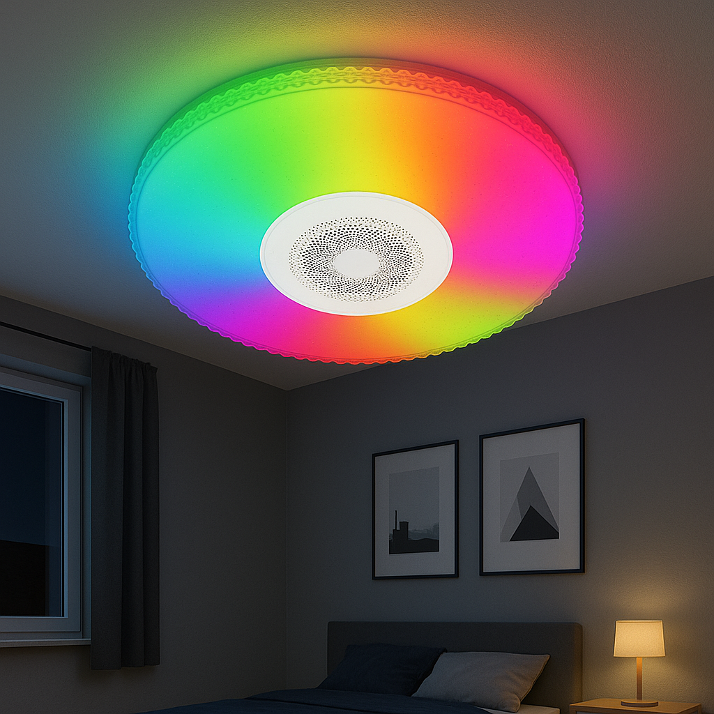 Музична люстра стельова світлодіодна Biom 55W до 12 м² колір Білий SML-R47-55-M-RGB, фото 1