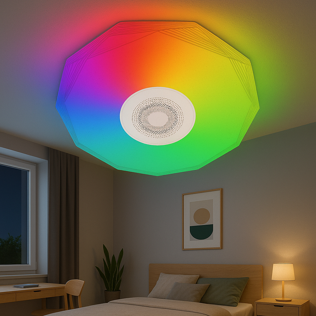 Люстра світлодіодна з колонкою Biom 55W до 12 м² колір Білий SML-R46-55-M-RGB, фото 1