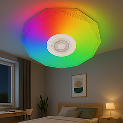 Люстра світлодіодна з колонкою Biom 55W до 12 кв.м колір Білий SML-R46-55-M-RGB