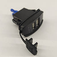 Зарядка врізна в кнопку 2xUSB 3.1А 12-24V авто-мото (водонепроникна)
