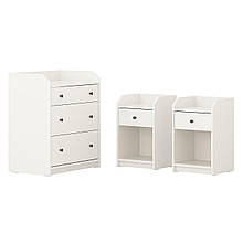 HAUGA Комплект меблів для спальні 3 предмети, білий IKEA 594.833.84