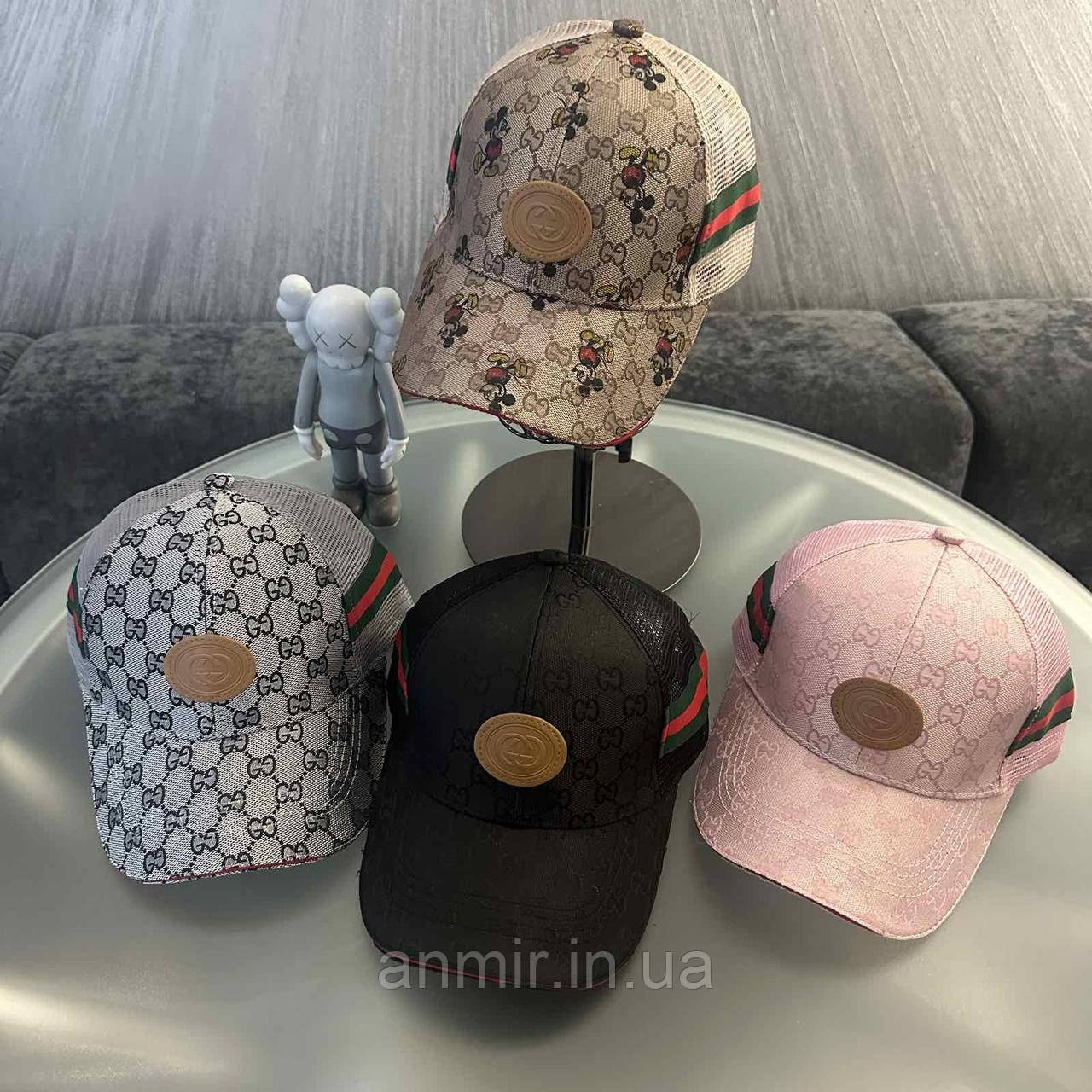Жіноча бейсболка літня GUCCI котон + сітка 56-59, кольору міксом