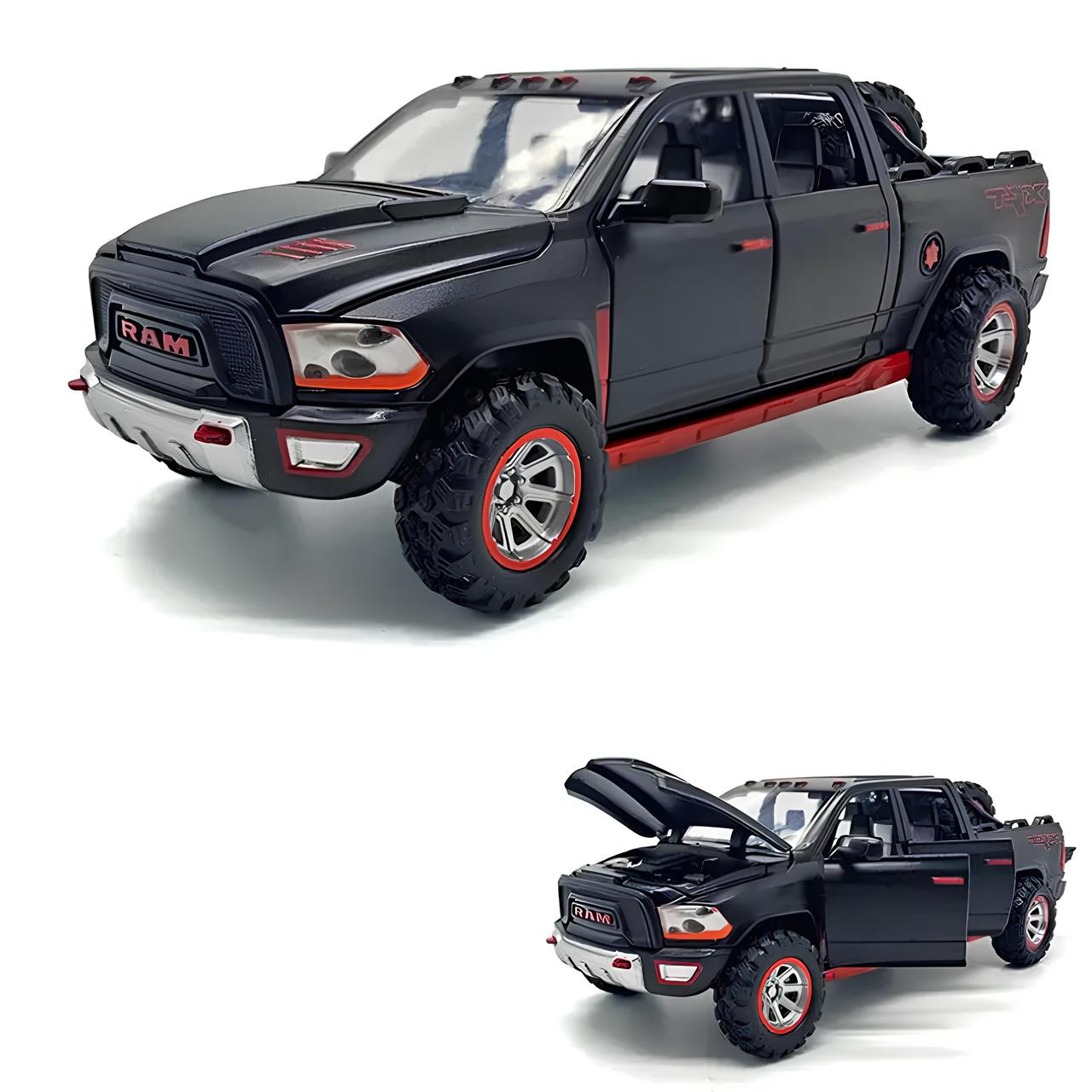 Металева модель Dodge Ram TRX 1:32 — інерційна машинка з фарами та звуком, чорна