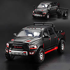 Металева модель Dodge Ram TRX 1:32 — інерційна машинка з фарами та звуком, чорна, фото 4