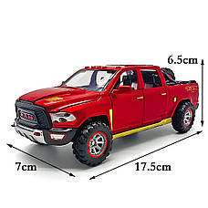 Металева модель Dodge Ram TRX 1:32 — інерційна машинка з фарами та звуком, чорна, фото 2