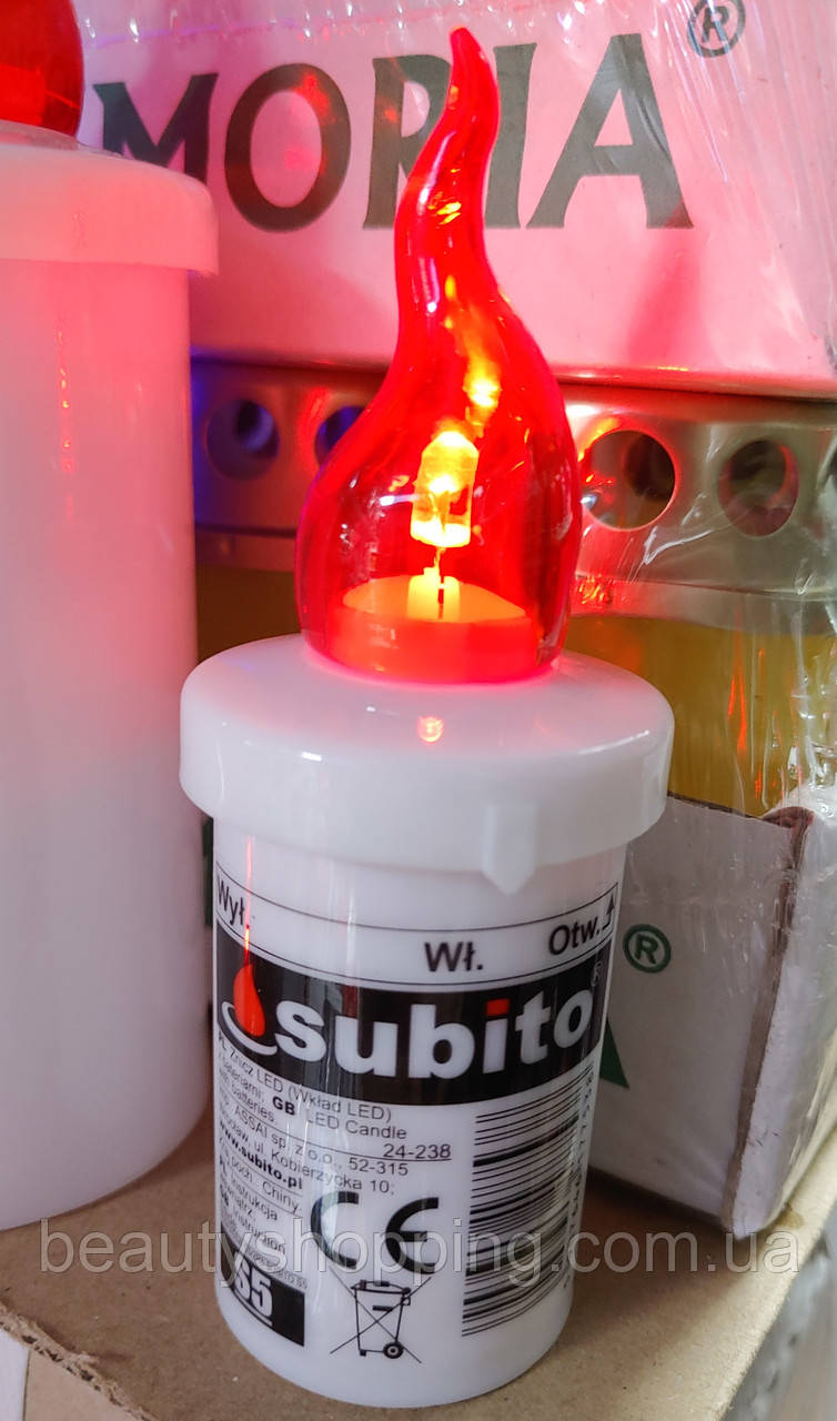 Світлодіодна свічка вкладка на батарейках червона s5 Subito