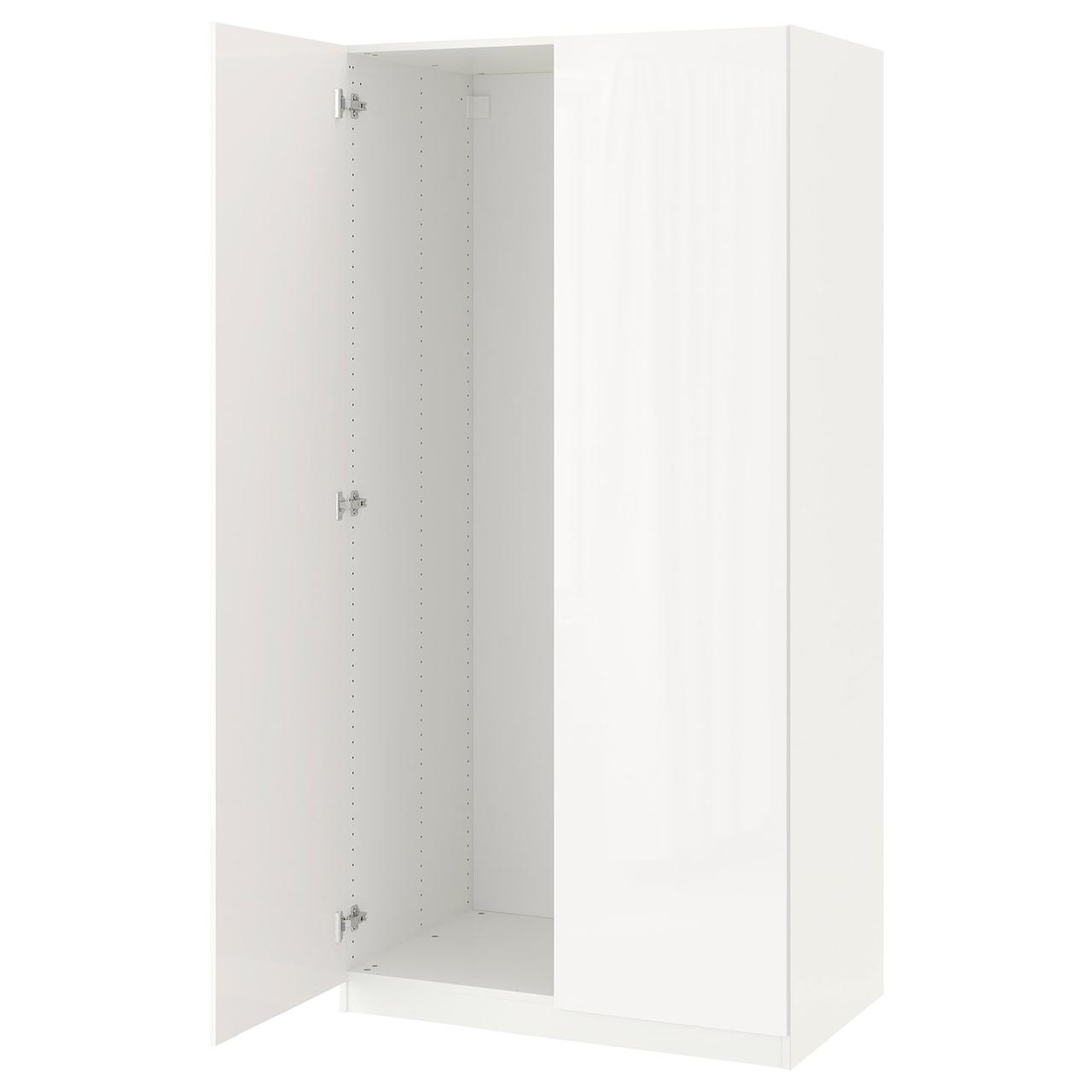PAX Шафа/2 двері, білий/Фардаль глянець/білий, 100x37x201 см IKEA 999.043.92