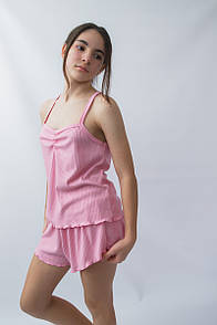 Підліткова піжама для дівчинки шорти та майка рубчик