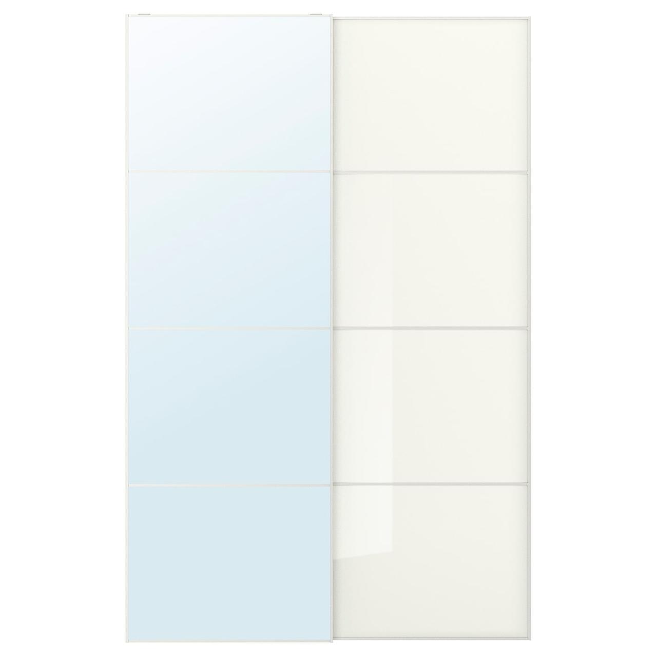 AULI/FÄRVIK Двері-купе, дзеркало/біле скло, 150х236 см IKEA 295.602.89, фото 1