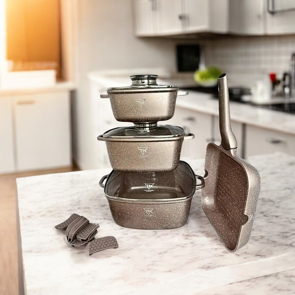 Набір каструлі та кришки TOP KITCHEN з антипригарним покриттям Комплект якісні каструлі та сковорідка 7 предметів, фото 1