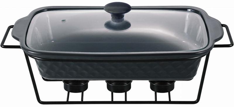 Марміт Kamille Golden Heat керамічна форма 3л mebelime 41х24х11см mebelime з підставкою та підігрівом, фото 1