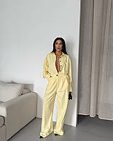 Брючний костюм жіночий сорочка та штани лимон 42-44 46-48