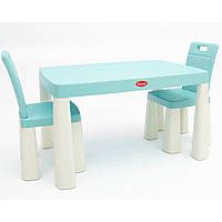 💚Дитячий столик з двома стільцями пластиковий Долоні 04680/7 Бірюзовий