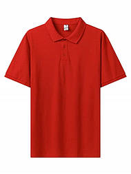 Чоловіча однотонна футболка з коміром у червоному кольорі батального розміру