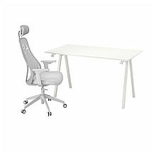 TROTTEN/MATCHSPEL Стіл та стілець, білий/світло-сірий IKEA 495.377.59