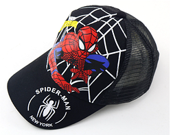 Кепка бейсболка для хлопчика з сіткою Павук Spider-man чорна дихаюча 50-56