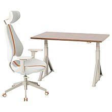 IDÅSEN/GRUPPSPEL Письмовий стіл і стілець, коричневий/бежевий, 120х70 см IKEA 894.426.98