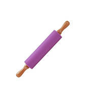 Скалка силиконовая с деревянными ручками ФІОЛЕТОВА