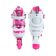 Ролики Prof1 (35-38) біло-рожевий A4150-S-WP, фото 3