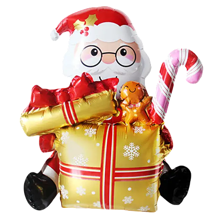 НР202 Стояча фігура КИТАЙ-КТ Санта сидячій з подарунком (УП), фото 1