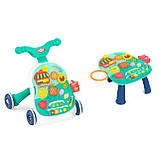 Каталка-ходунки піаніно-музика, світло, 2 режими гучності, баскетбольне кільце-3 кульки, шестерні, 2 кольори, фото 4