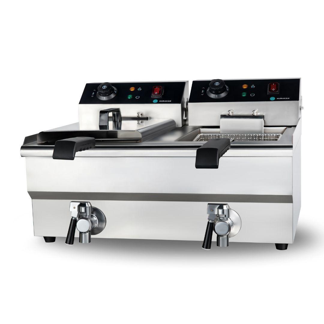 Фритюрниця професійна HURAKAN HKN-FT1010N 10+10л з краном для злива масла