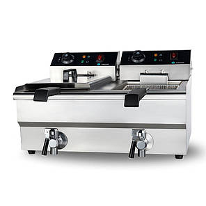 Фритюрниця професійна HURAKAN HKN-FT1010N 10+10л з краном для злива масла, фото 1