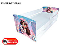 Дитяче ліжко Kinder Cool 03 Совоньки з висувним ящиком і захисним бортиком, спальне місце на ламелях