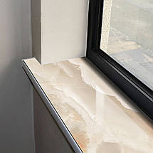 Покриття для підвіконня, м'яке скло з фотодруком, бежевий мармур, 35 х 100 см, фото 3