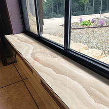 Покриття для підвіконня, м'яке скло з фотодруком, бежевий мармур, 35 х 100 см, фото 2
