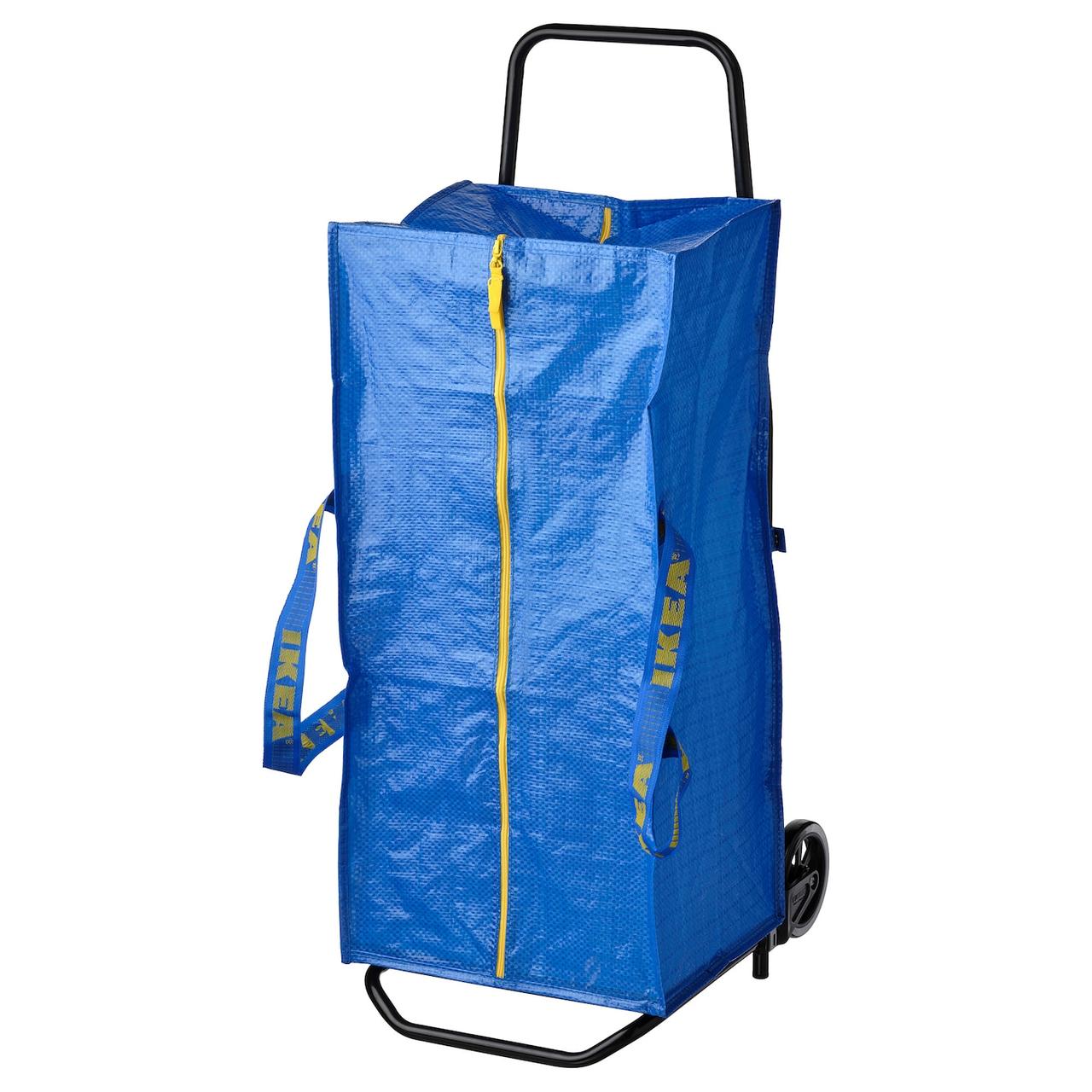 RULLEBÖR/FRAKTA Візок з сумкою, чорний/синій IKEA 894.910.28, фото 1