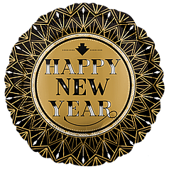 НР030 Коло 18" ANAGRAM-АН Happy New Year - золоте з чорним (УП)