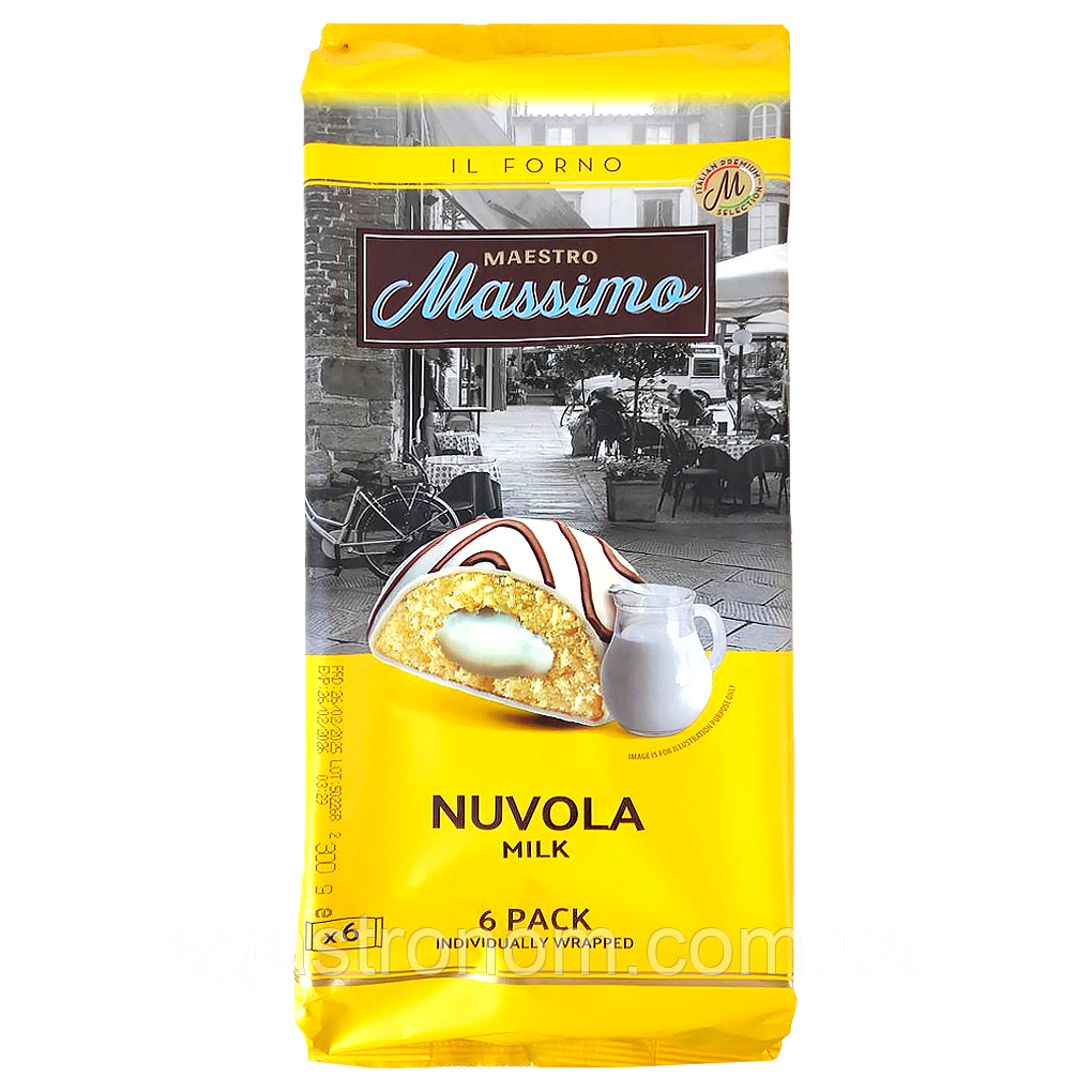 Тістечко з молочним кремом Маестро Массімо Maestro Massimo 300g (50g*6) 12шт/ящ (Код: 00-00017643)