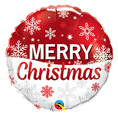 НР065 Коло 18" QUALATEX-КВ Merry Christmas - біло-червоне (УП)