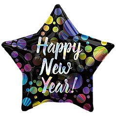 НР026 Зірка 18" ANAGRAM-АН Happy New Year - різнокольорові кола (УП)