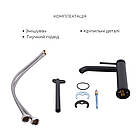 Комплект для ванни Qtap Robin Black: Змішувач для раковини та змішувач для ванни + тримач + шланг + лійка., фото 6