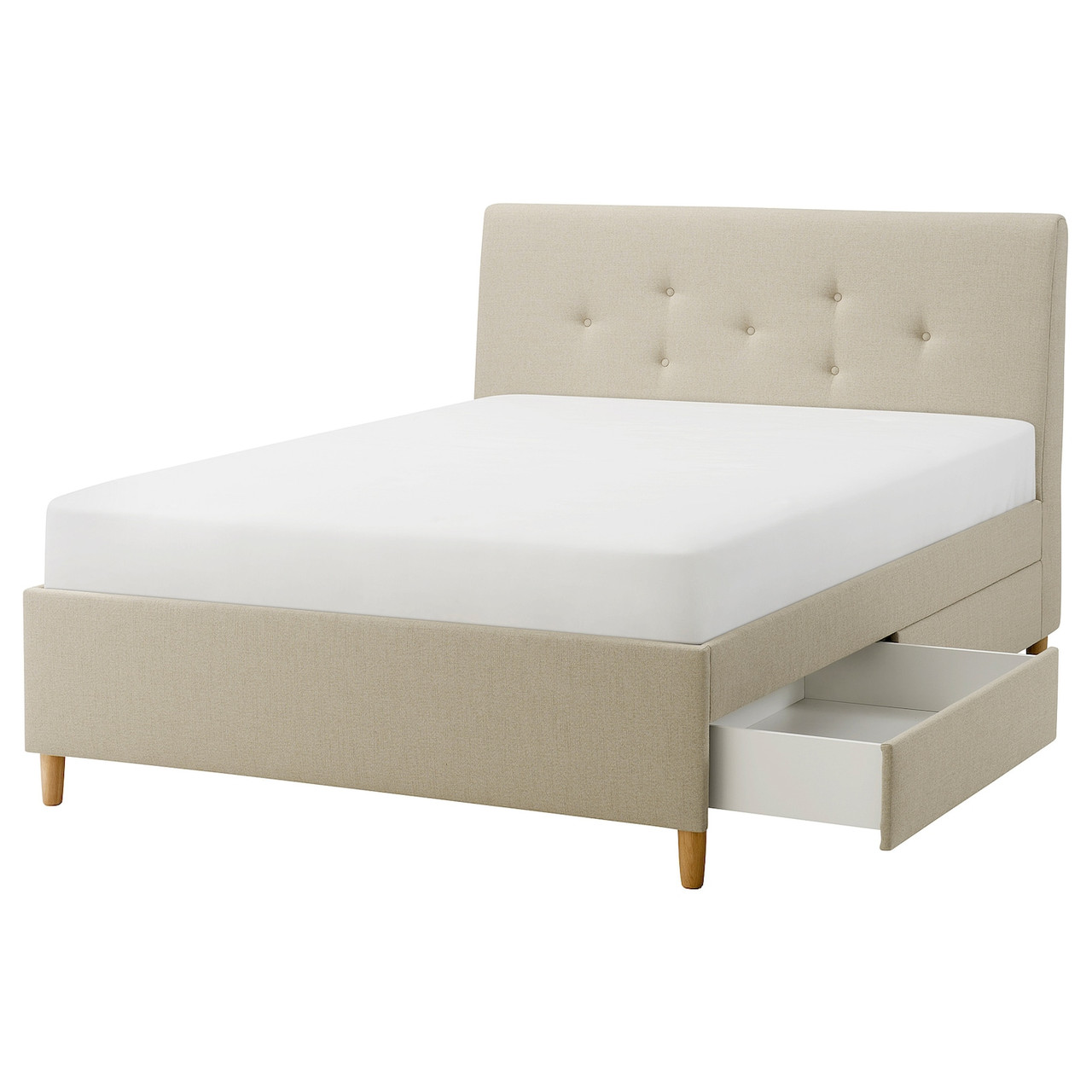 IDANAS  М'яке ліжко з ящиками Naggen бежевий 160х200 см IKEA 305.880.94