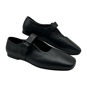 Балетки жіночі "пуанти" з натуральної шкіри чорного кольору “Style Shoes”