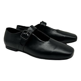 Балетки жіночі "пуанти" з натуральної лакової шкіри чорного кольору “Style Shoes”