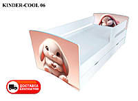 Дитяче ліжко Kinder Cool 06 Зайчик із шухлядою та захисним бортиком, спальне місце на ламелях