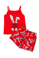 Пижама для девочек красный зайка АвексТекс размер 110 см